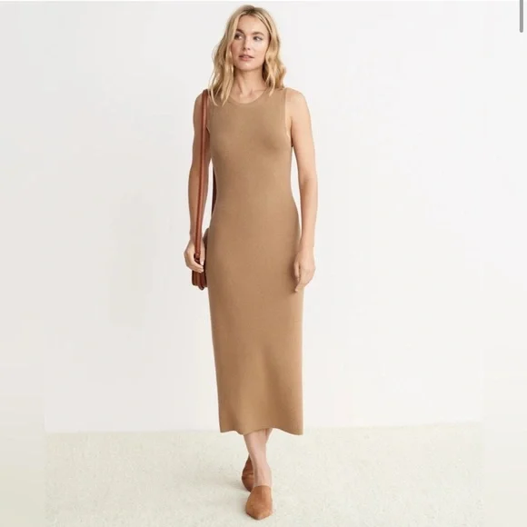 JENNI KAYNE Sleeveless Midi in Clay; Cotton & Cashmere Blend Sweater Dress L - Picture 5 of 10